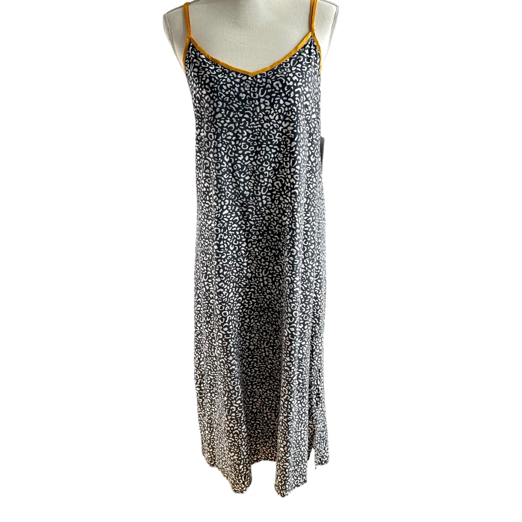 Refinery29 Gray White Print Spaghetti Strap Nwt Dress With Gold Trim Size S — image 3 of 8